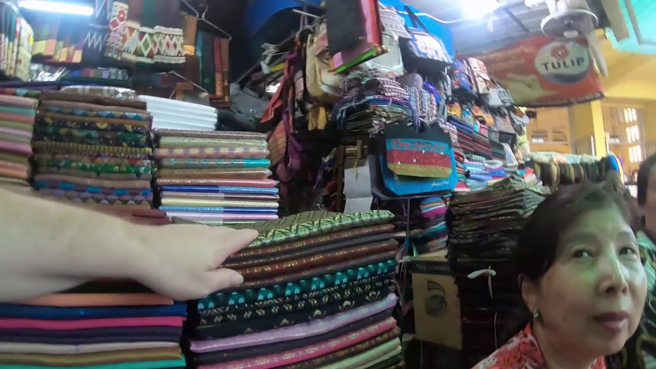 Phnom Penh Central Market Silk Shopping