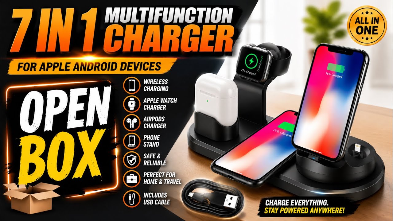 7 IN 1 Multifunction Charging Station Dock I For Apple Android Devices  Open Box And First Time Test