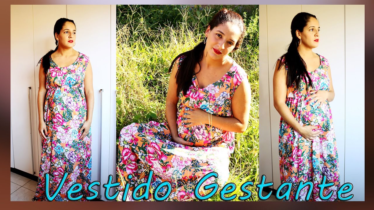 CORTE E COSTURA: VESTIDO LONGO PARA GESTANTE [ Muito fácil ] #VEDA14