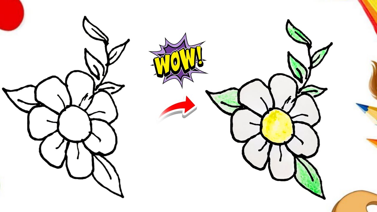 Flower Drawing | Easy & Aesthetic Flower Sketch Tutorial for Beginners