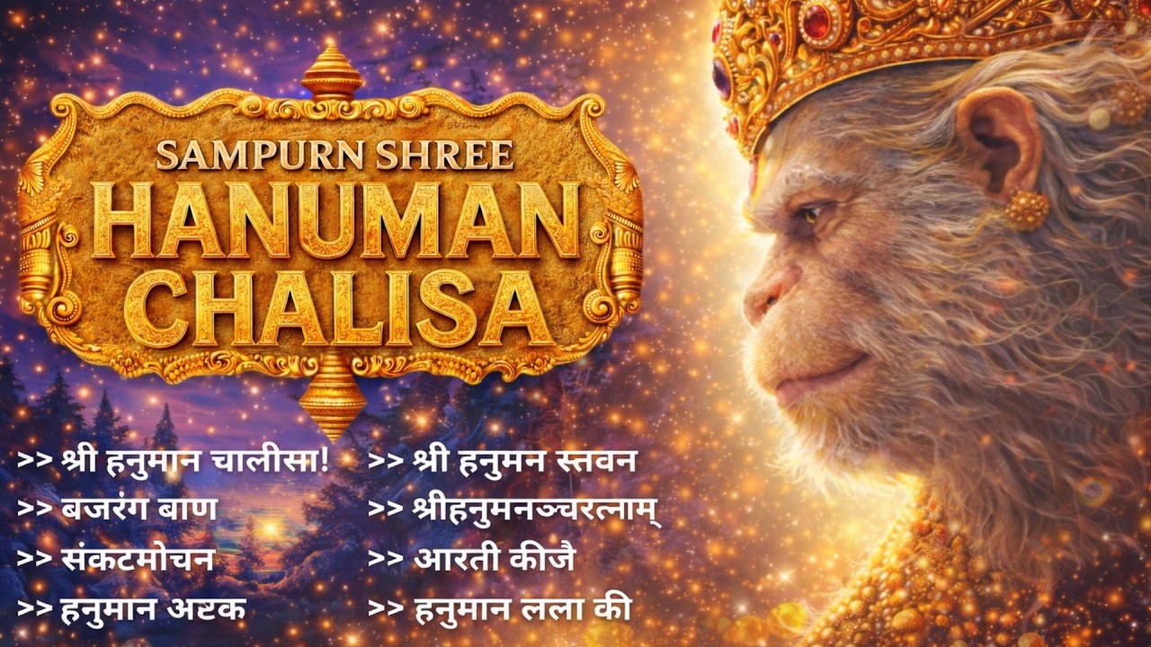 Sampurna Shri Hanuman Chalisa | हनुमान चालीसा, बजरंग बाण, संकट मोचन अष्टक & हनुमान आरती | Bhajan