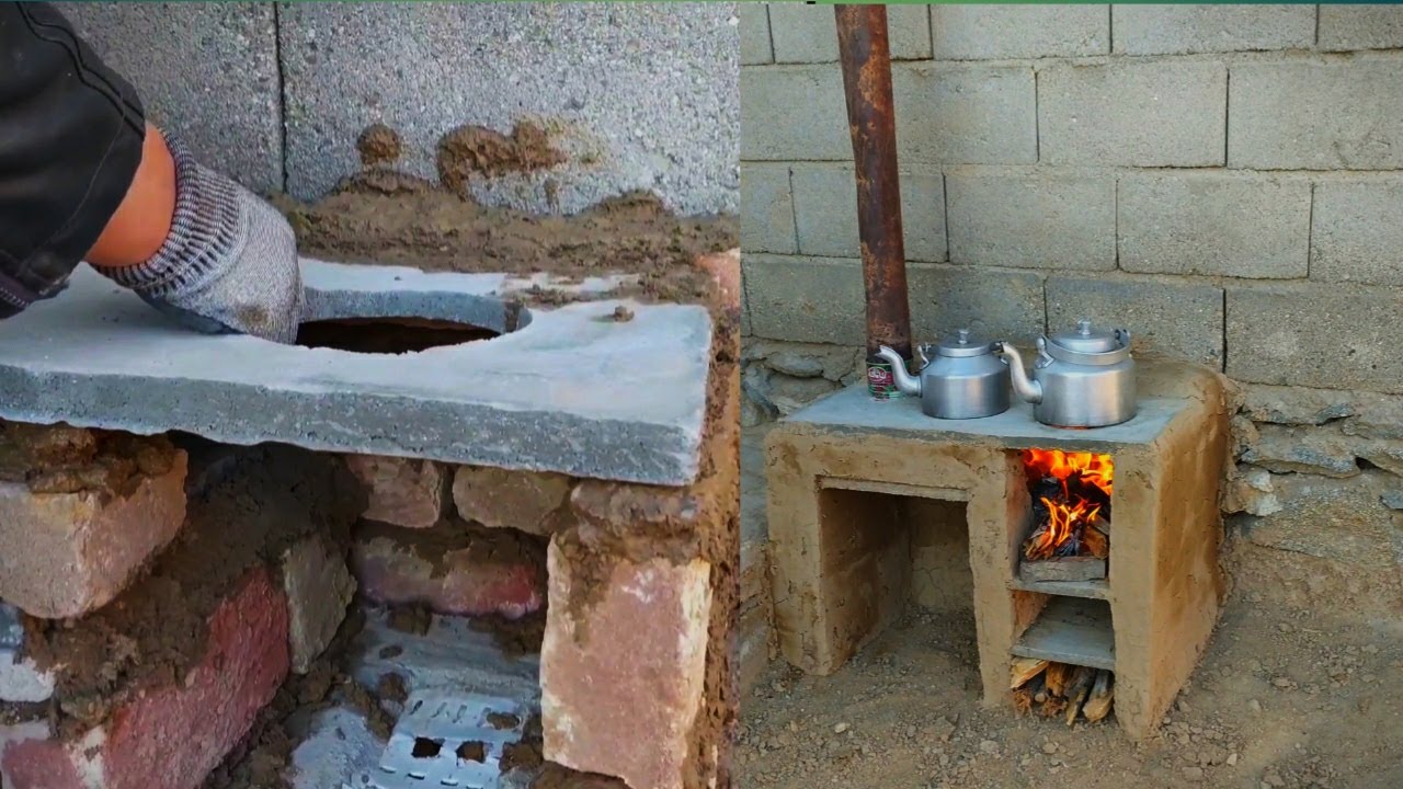 ساخت اجاق هیزمی و ذغالی از سیمان مخصوص باغ و ویلا Wooden Stove