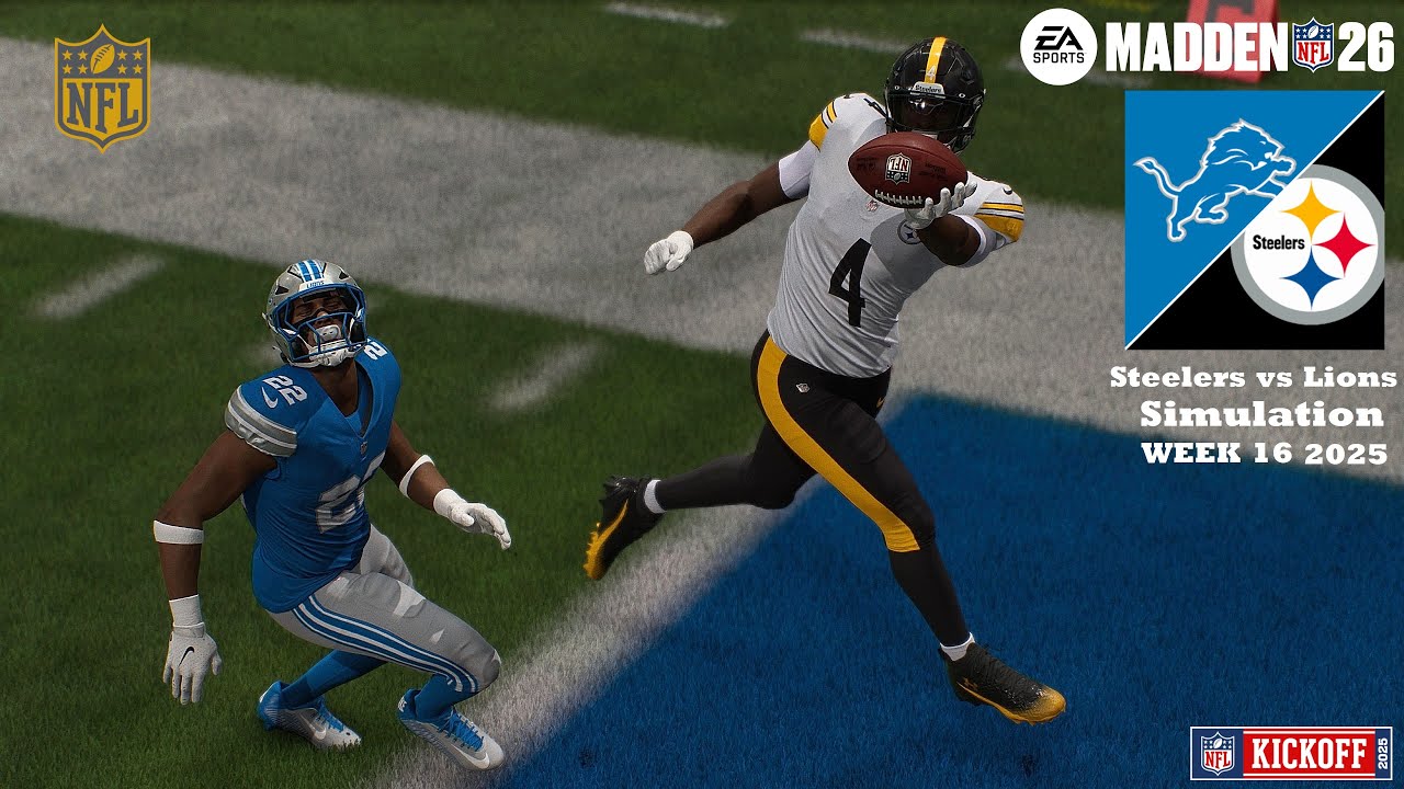 Madden 26 Marquez Valdes Scantling Pittsburgh Steelers vs Detroit Lions WEEK 16 Sim 2025 Game Play