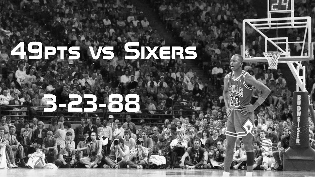 Michael Jordan scores a QUICK and EFFICIENT 49pts vs Sixers - March 23, 1988