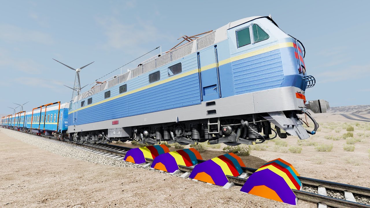 Trains Vs Speed Bumps #61 - Beamng.Drive