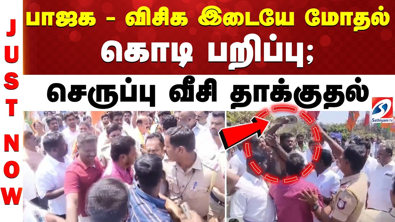பாஜக - விசிக இடையே மோதல் - கொடி பறிப்பு; செருப்பு வீசி தாக்குதல்