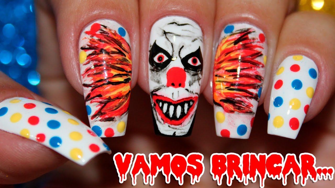 UNHAS DECORADAS PALHAÇO ASSASSINO ‹ Unhas da Lalá ›