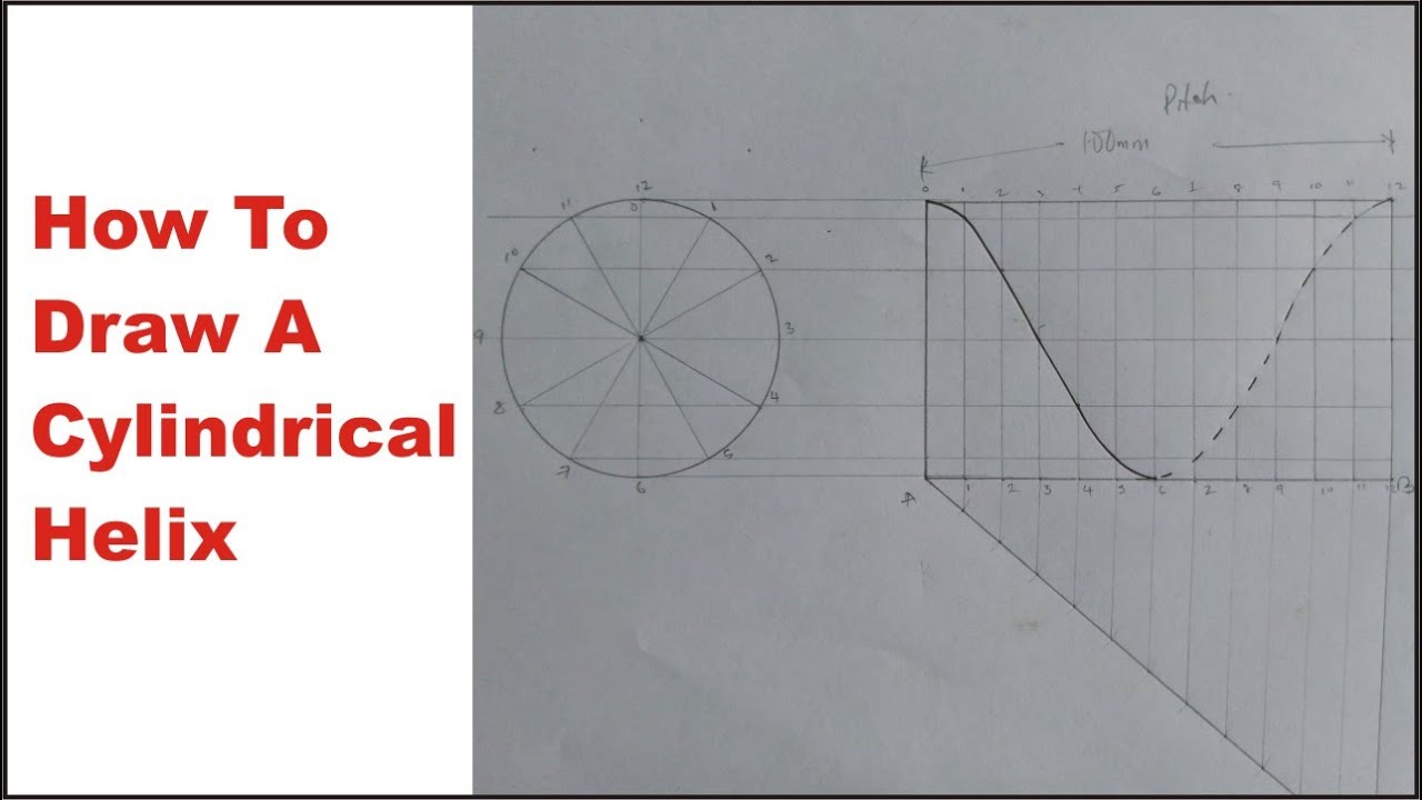 How to Draw a Helix in Engineering Drawing | How to Draw a Cylindrical Helix Curve | What is Helix?