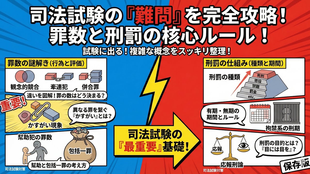 【司法試験頻出】罪数と刑罰のルールを徹底解説 観念的競合 牽連犯 併合罪