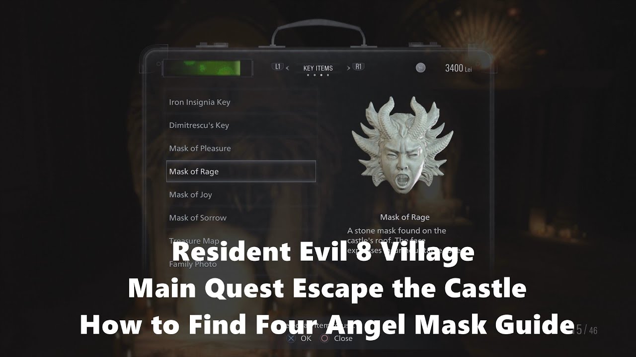 Resident Evil 8 Village Escape the Castle How to Find Four Angel Mask Guide