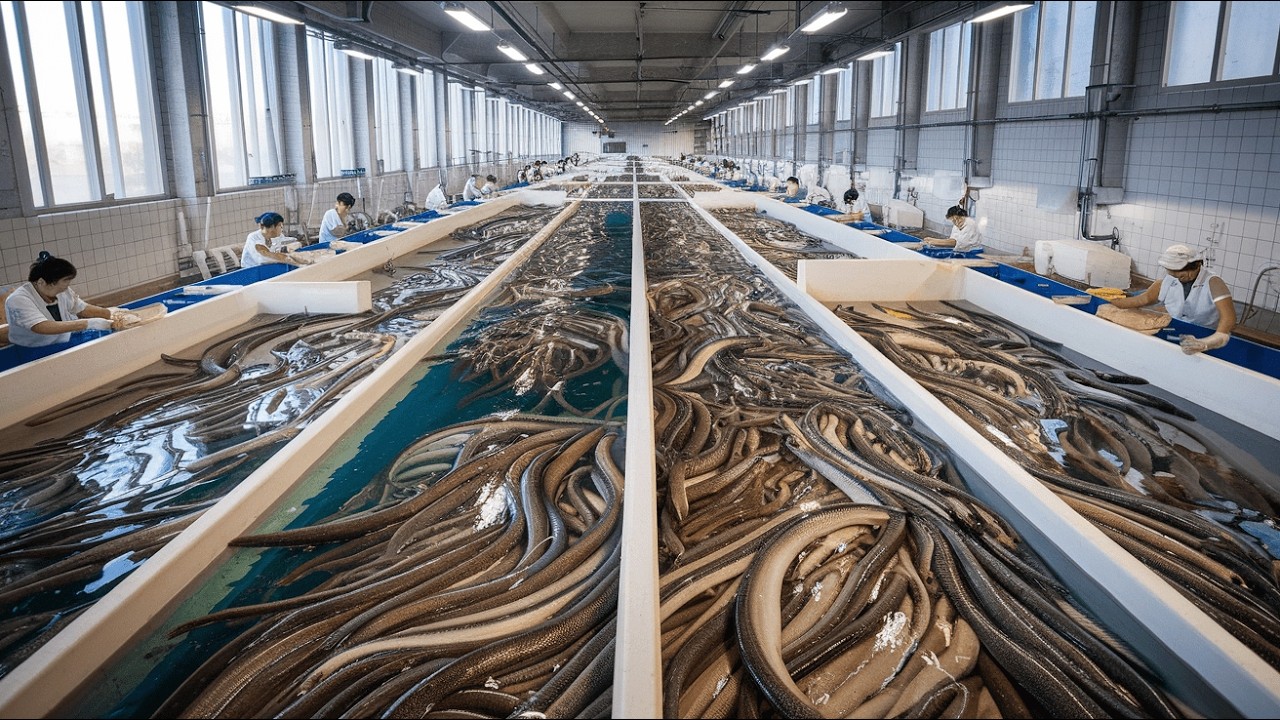 SHOCKING Eel Farming Techniques Revealed - How Millions of Eels Are Farmed and Processed in Factory
