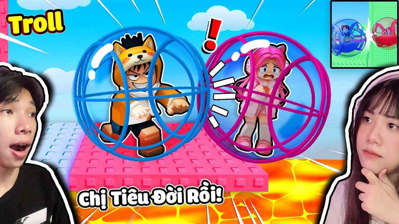 Leo Tháp TROLL Bóng Lăn Đẩy Người Yêu Xuống Vực 😜 Ngáo Và Kemy Ball Troll Tower Roblox ️⚾