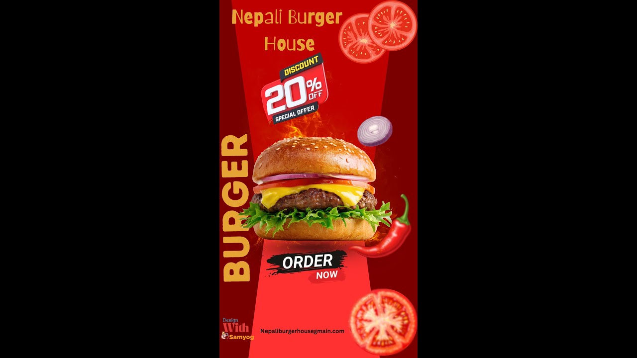 Nepali burger house Design Using canva  Timelapse 🎨😍 Do you like it ...? subscribe phuyal creates 🔥💸