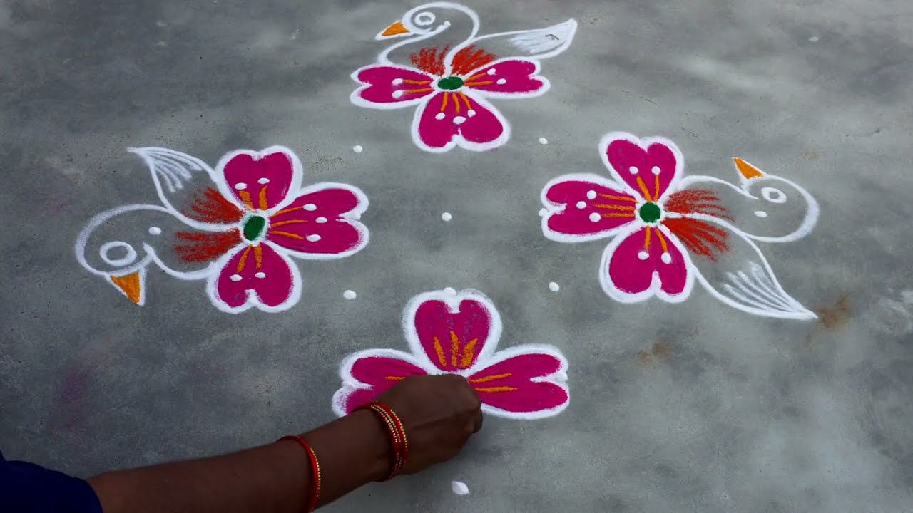కార్తీక సోమవారం ముగ్గులు || rangoli design || birds 🐦 rangoli ||