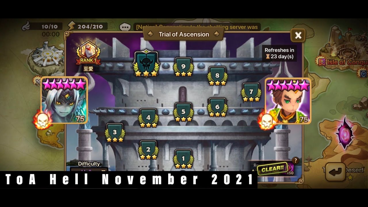 ToA Hell Floor 7, 8 (Lucifer, Xing Zhe) November 2021 | Summoners War