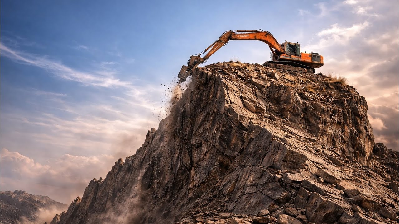 EXCAVATOR OPERATOR VIEW: Humming and Drilling in Action!” #excavators #stonemachinery #sand #mining
