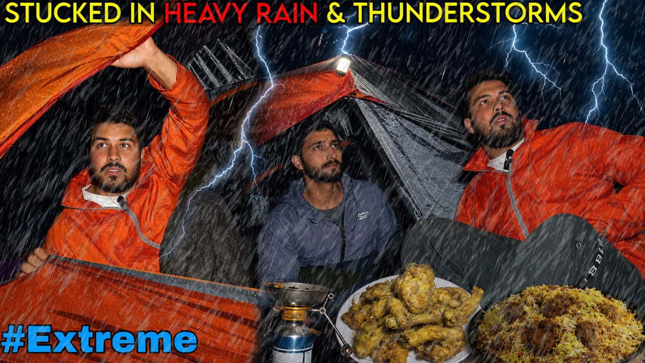 Group Camping In Heavy Rain & Thunderstorm 🌩️ | Heavy Rain Camping In India | Camping Trip #rain 
