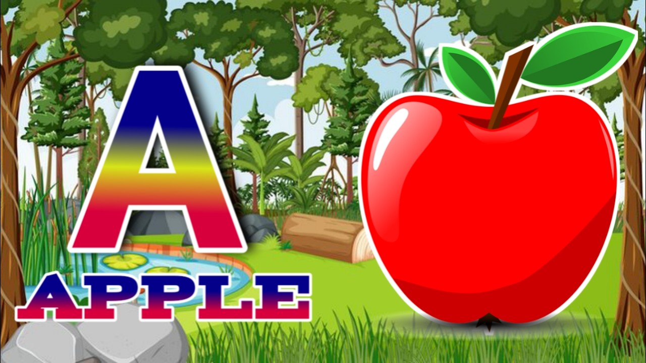 q3re1qФонетическая песня 2 с ДВУМЯ словами в 3D - A для яблока - Песни про алфавит ABC @kitkatkids
