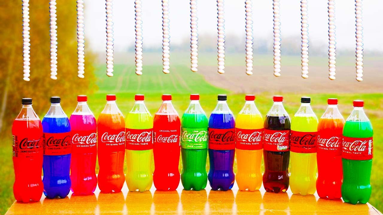 Experiment: Colorful Coca Cola and Mentos! How Many Balloons Burst?