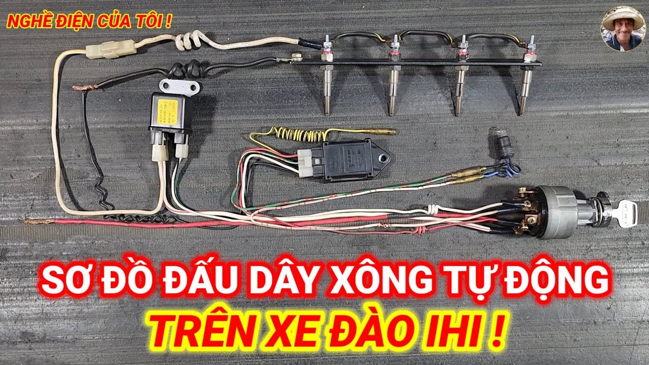 Sơ đồ đấu dây xông tự động trên xe đào IHI.