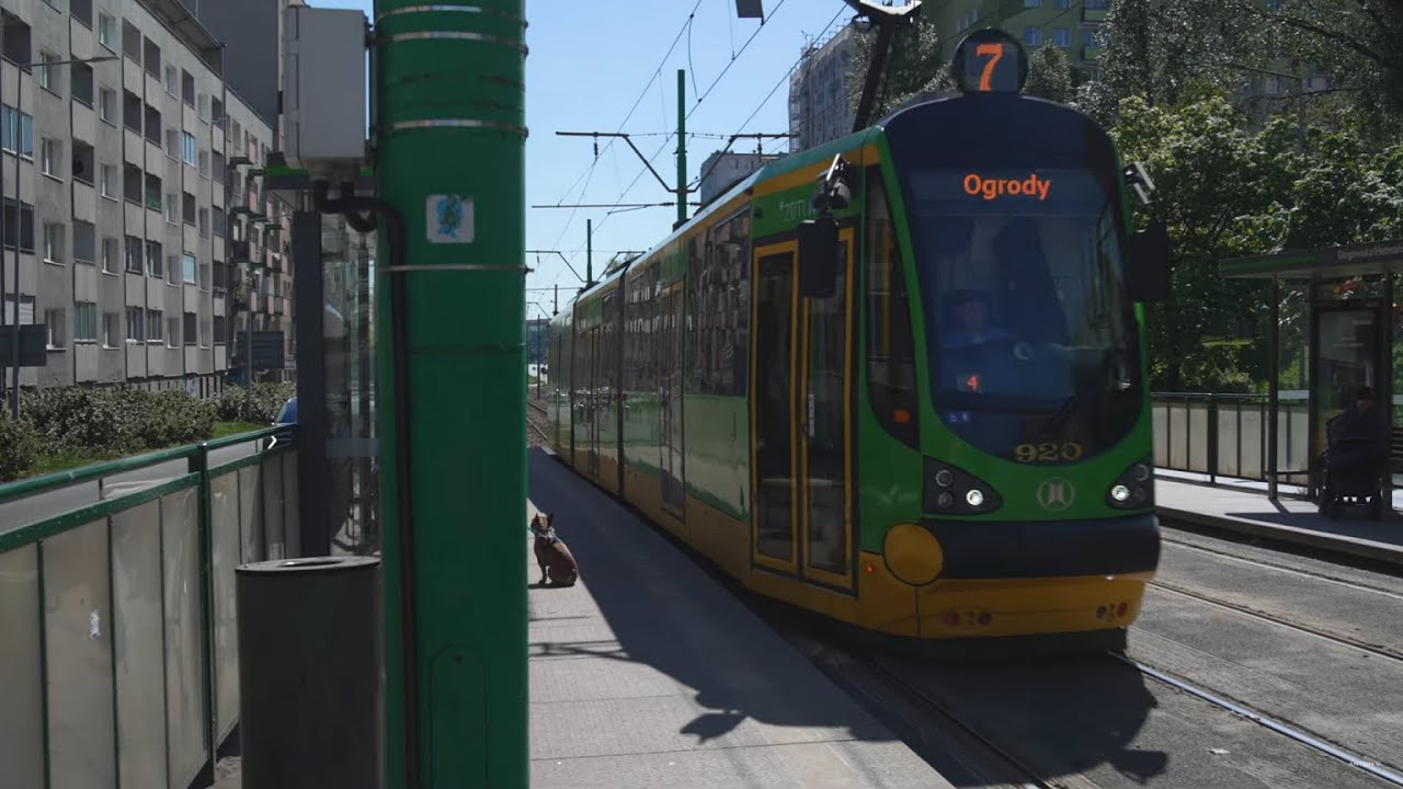 Poland, Poznań, tram 7 ride from Głogowska - Hetmańska to Ogrody