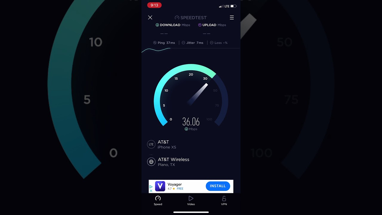 AT&T LTE SpeedTest on Unlimited Elite