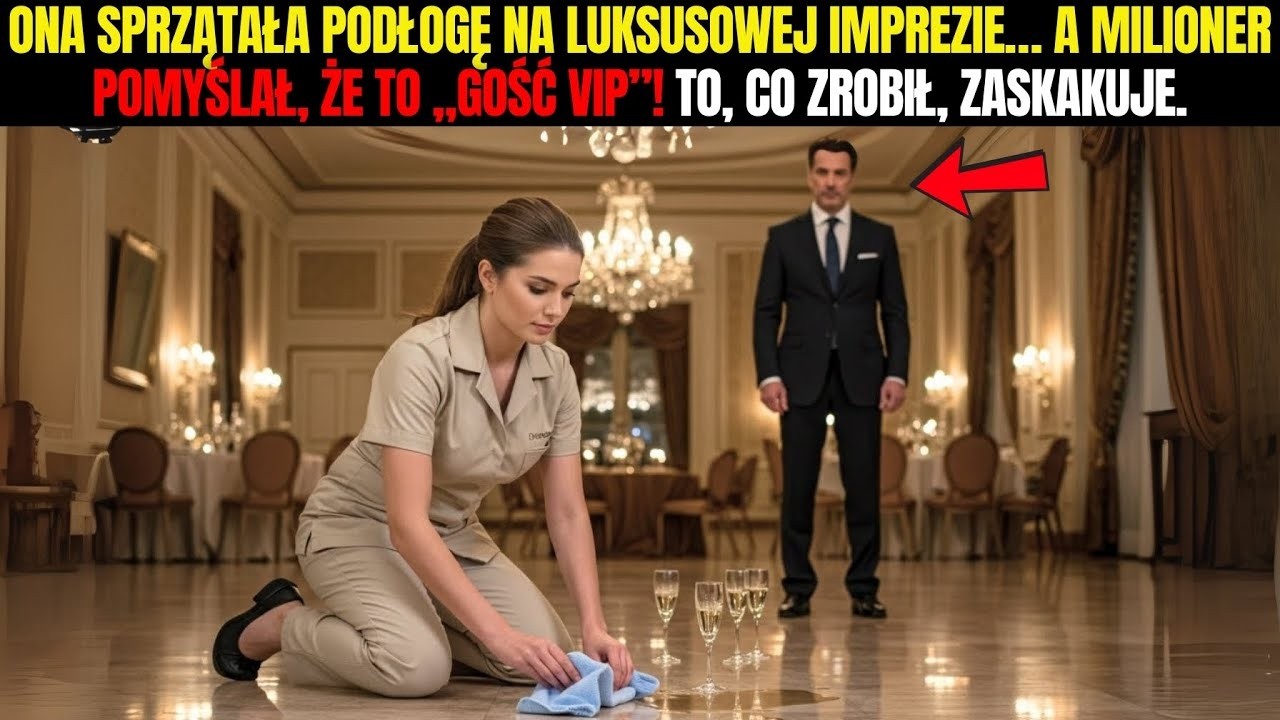 Ona sprzątała podłogę na luksusowej imprezie    a milioner pomyślał, że to „gość VIP”!