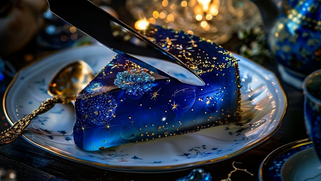 Cutting Crystal Jelly Cake ASMR  Relaxing Transparent Dessert Sounds 47 | 宝石のようなゼリーケーキをカットするASMR 47