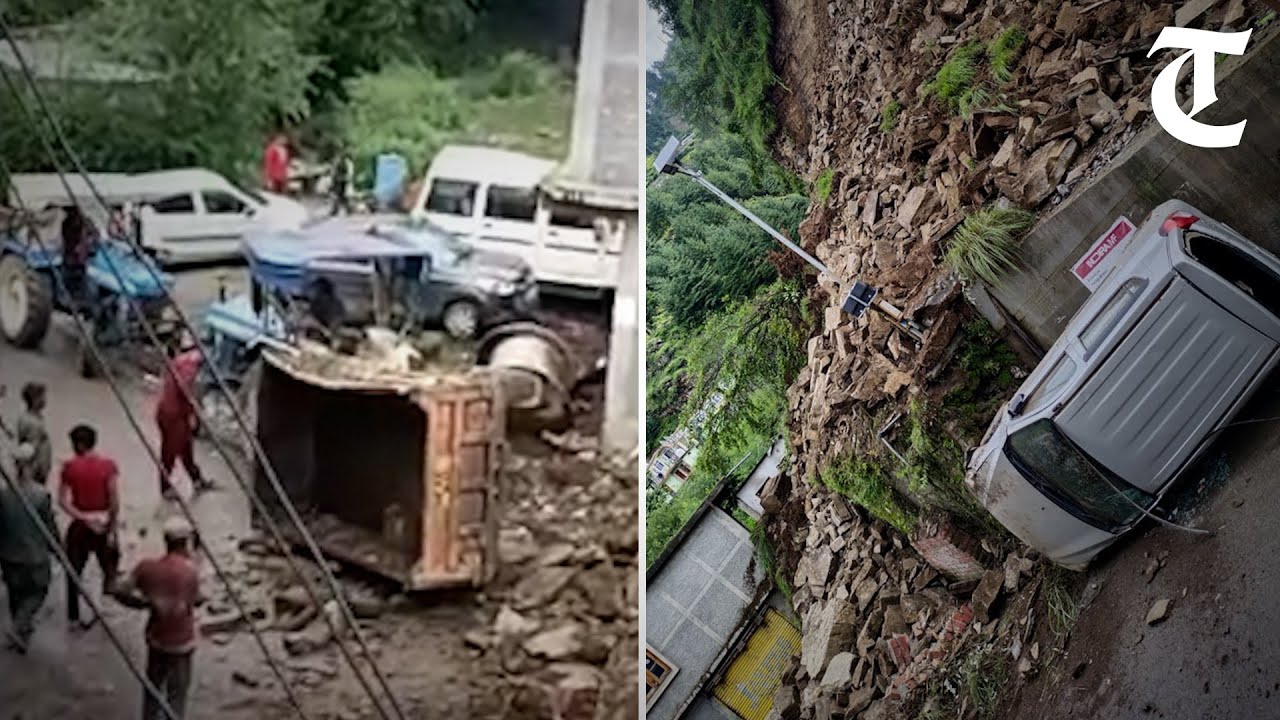 Shimla: Car, tractor damaged and Chirgaon-Rohal Gushani road blocked following a landslide in Rohru