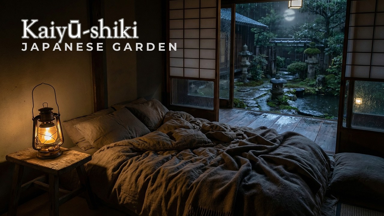 Sleep Soundly: Quiet Night Rain Over a Midnight Japanese Garden
