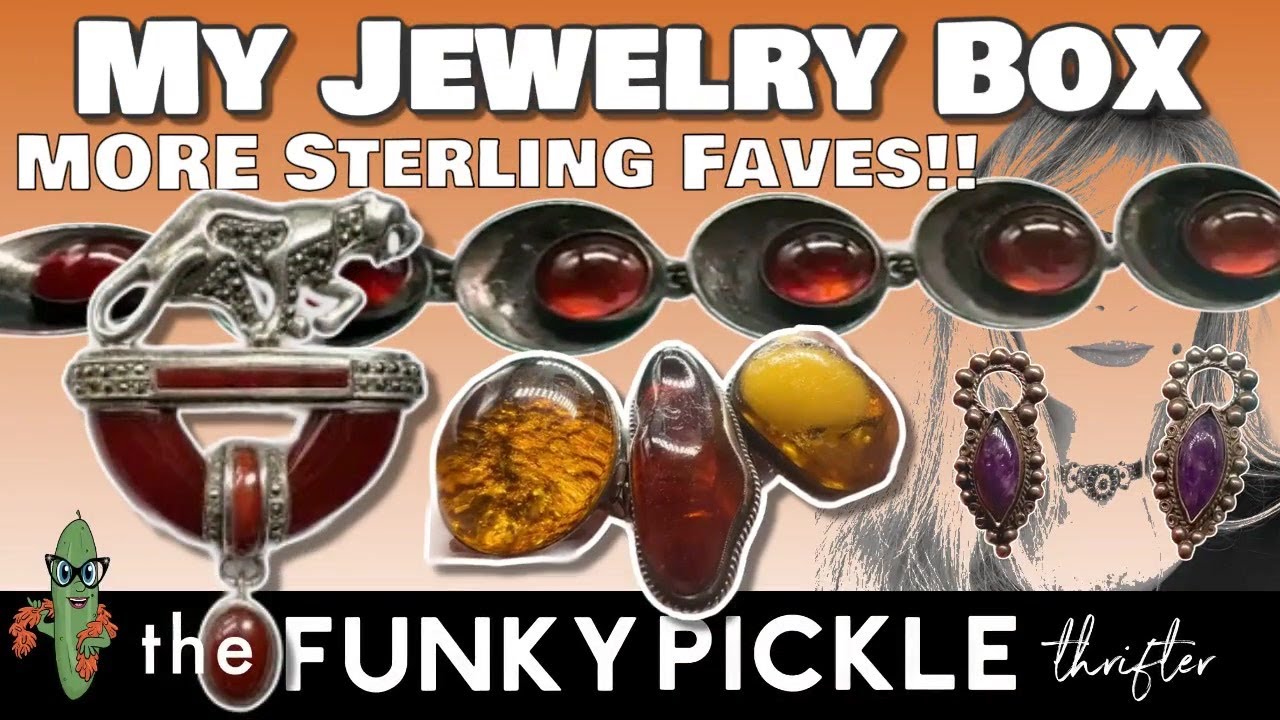 MORE Favorite Sterling SILVER Jewelry Yard Sale and Thrift Store Finds AMBER TURQUOISE ETC!