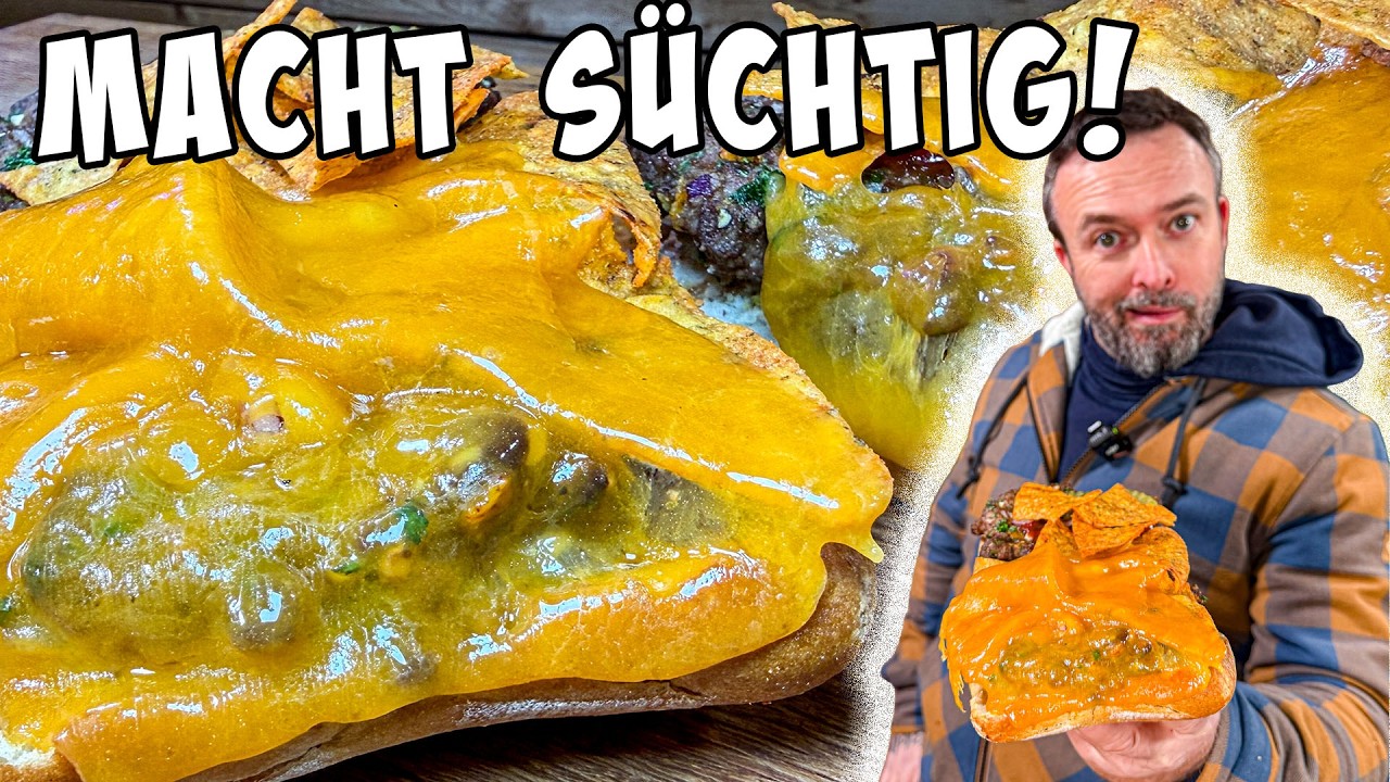 Dieses Crunch-Sandwich macht s&uuml;chtig: Hackfleisch, Cheddar & Pickles | @mgbbq