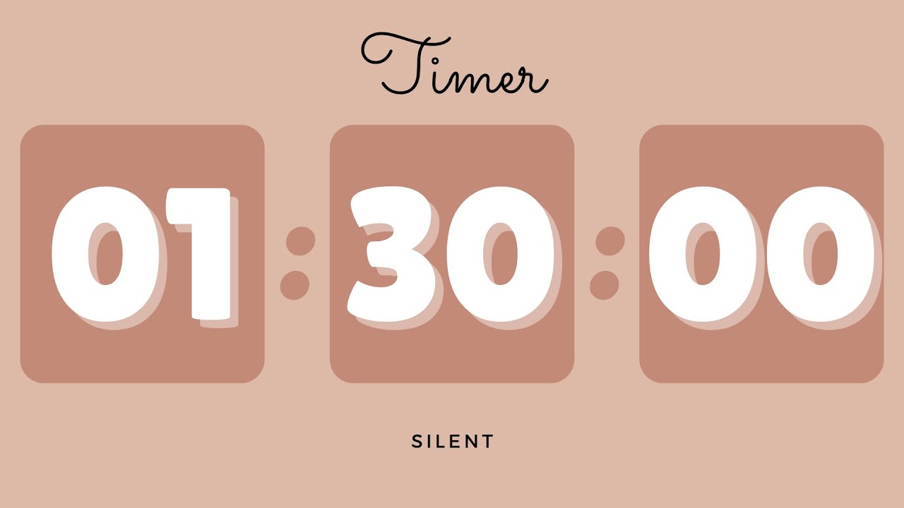 🍄‍🟫 1 Hour 30 Minutes Silent Timer with Cute Ending Alarm | Pastel Brown Timer