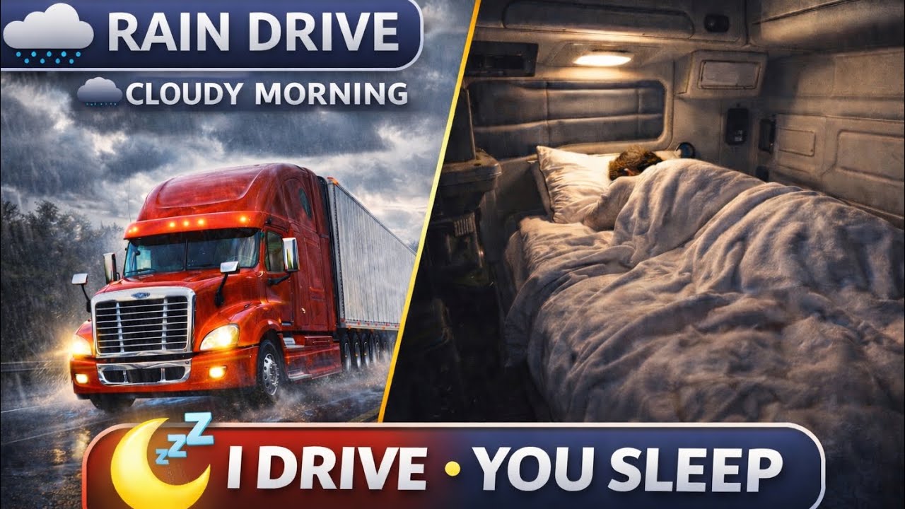 Driving in the Rain 🚛 | Semi Truck ASMR | Highway White Noise for Sleep | Cloudy Morning Drive 