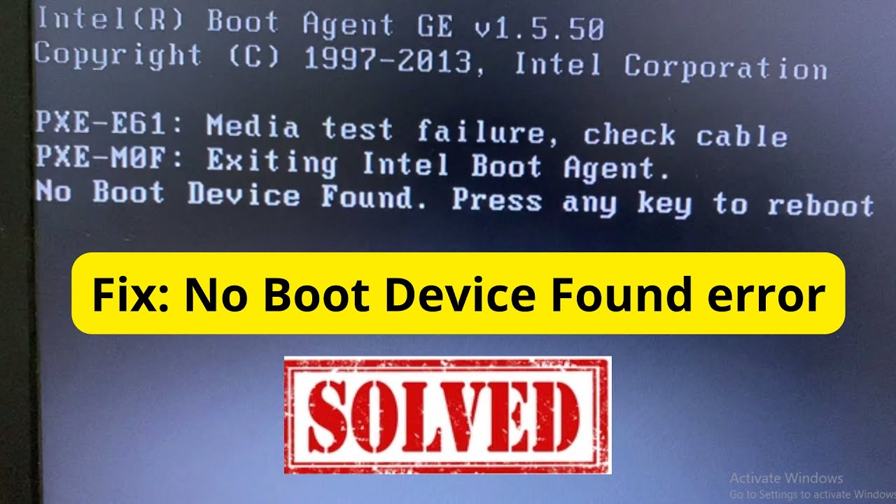No Boot Device Found Press any key to reboot the machine | Dell Laptop | Boot device not found