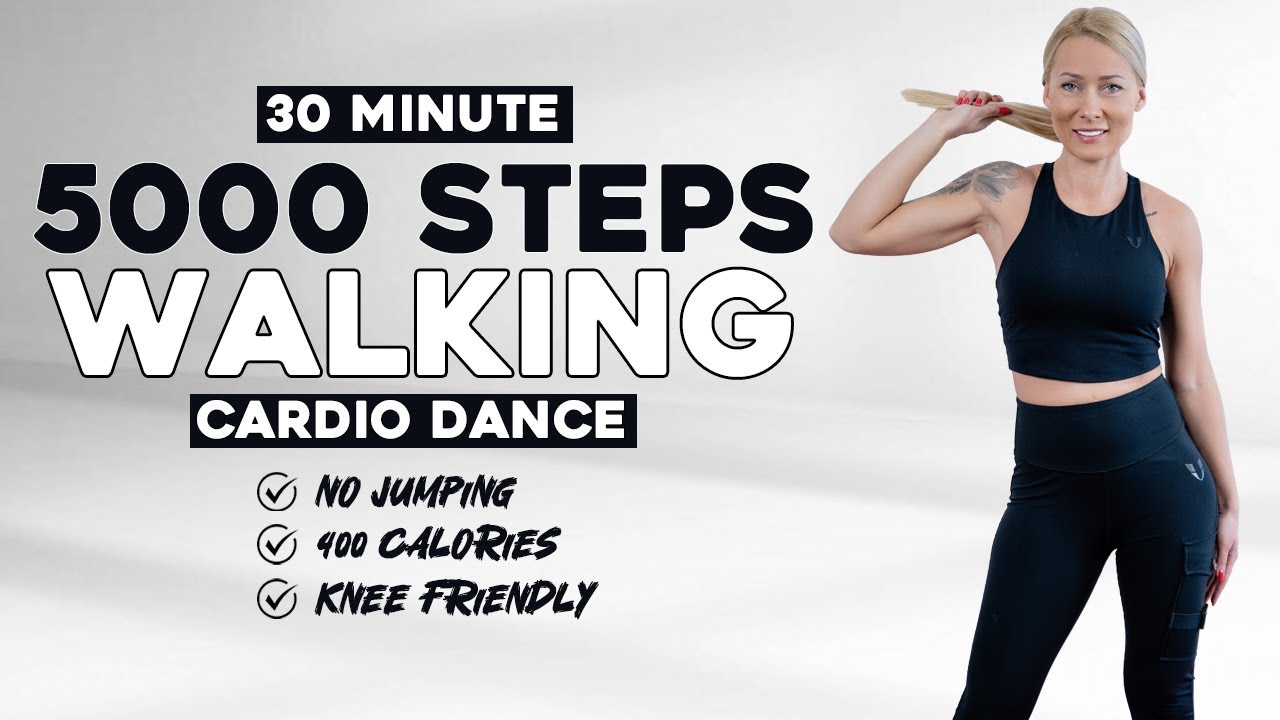5000 STEPS IN 30 MIN - Walking Cardio Dance Workout to Burn Fat Knee Friendly No Jumping