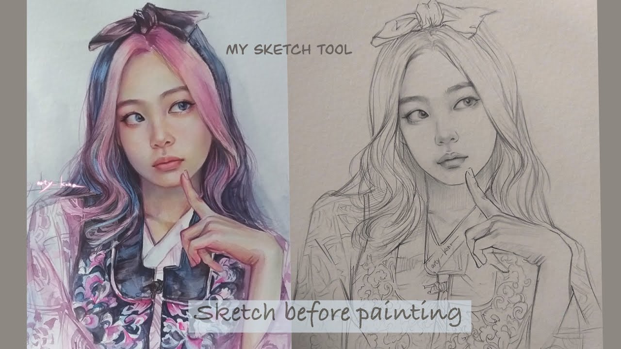 Sketch before painting (스케치 도구 활용법) - Blackpink Jennie (블랙핑크 제니)