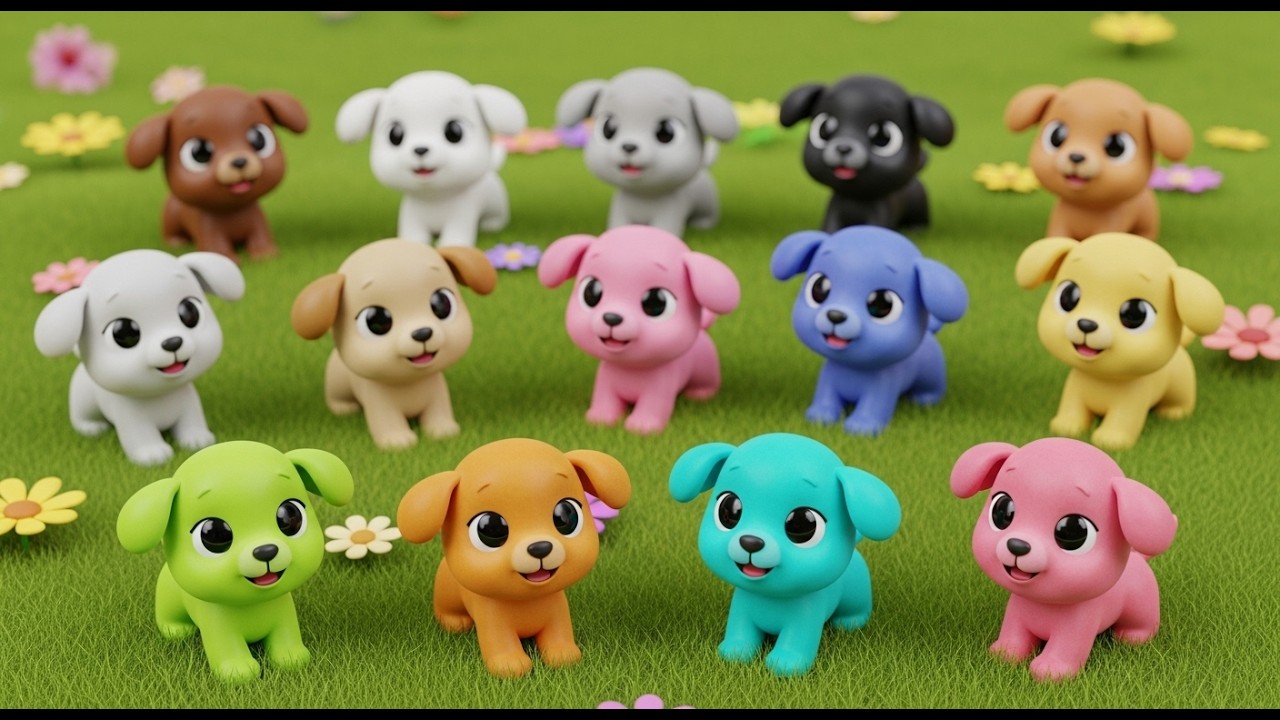 Dezesseis Cachorrinhos de Brinquedo Se Mexem | Canções Infantis e Rimas para Crianças