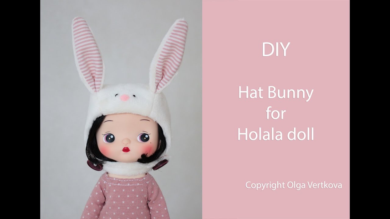 DIY Hat Bunny for a doll. Шапка-шлем Зайчик для куклы