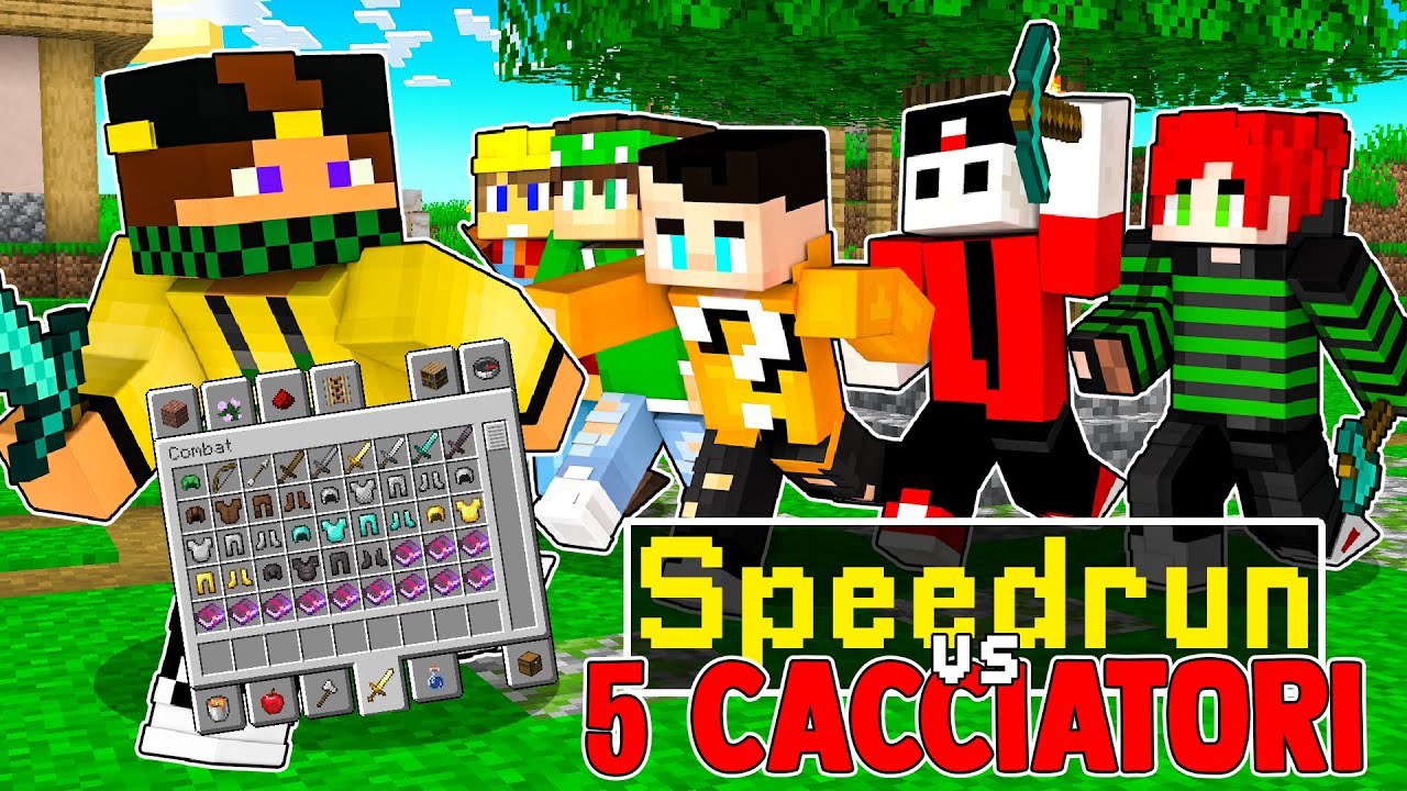 SPEEDRUN in CREATIVA vs 5 CACCIATORI SU MINECRAFT