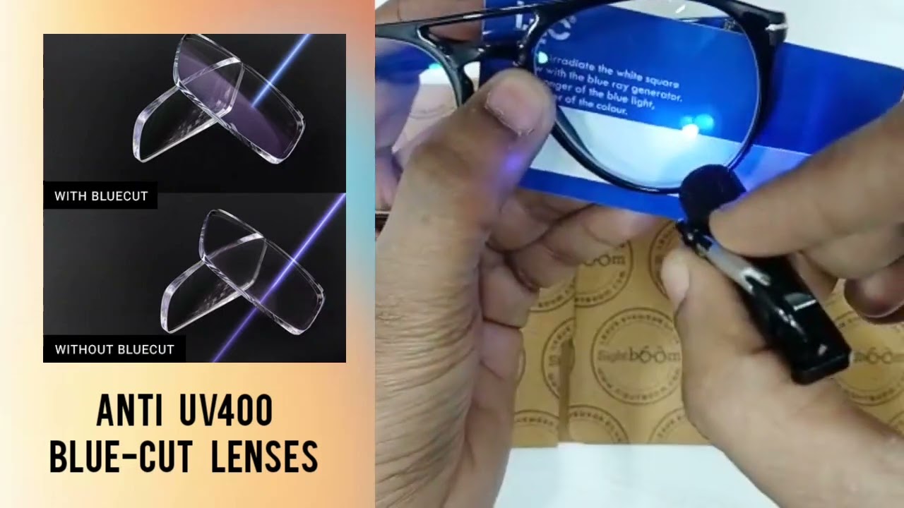 Anti UV 400 Blue Light testing on SightBoom Glasses