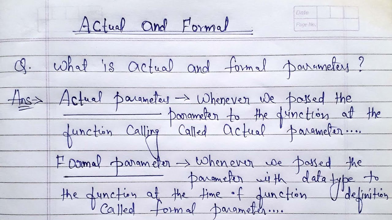 What are actual parameter and formal parameter in c | actual and formal parameters with example in C