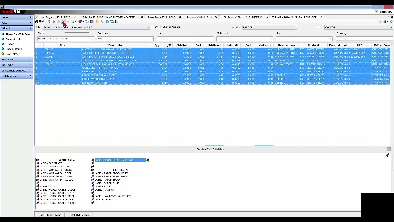 Low Voltage Takeoff Using IntelliBid | Conest IntelliBid Electrical Estimating Software