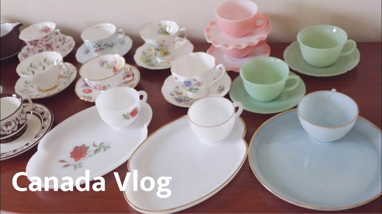 #43 캐나다 브이로그 | 오늘도 빈티지 그릇 사랑 (feat. 파이어킹, 헤이즐 아틀라스, 파이어킹 제디트, 에이본, 아라비아 핀란드, 로얄 알버트, 빈티지 티컵, 팟 홀더)