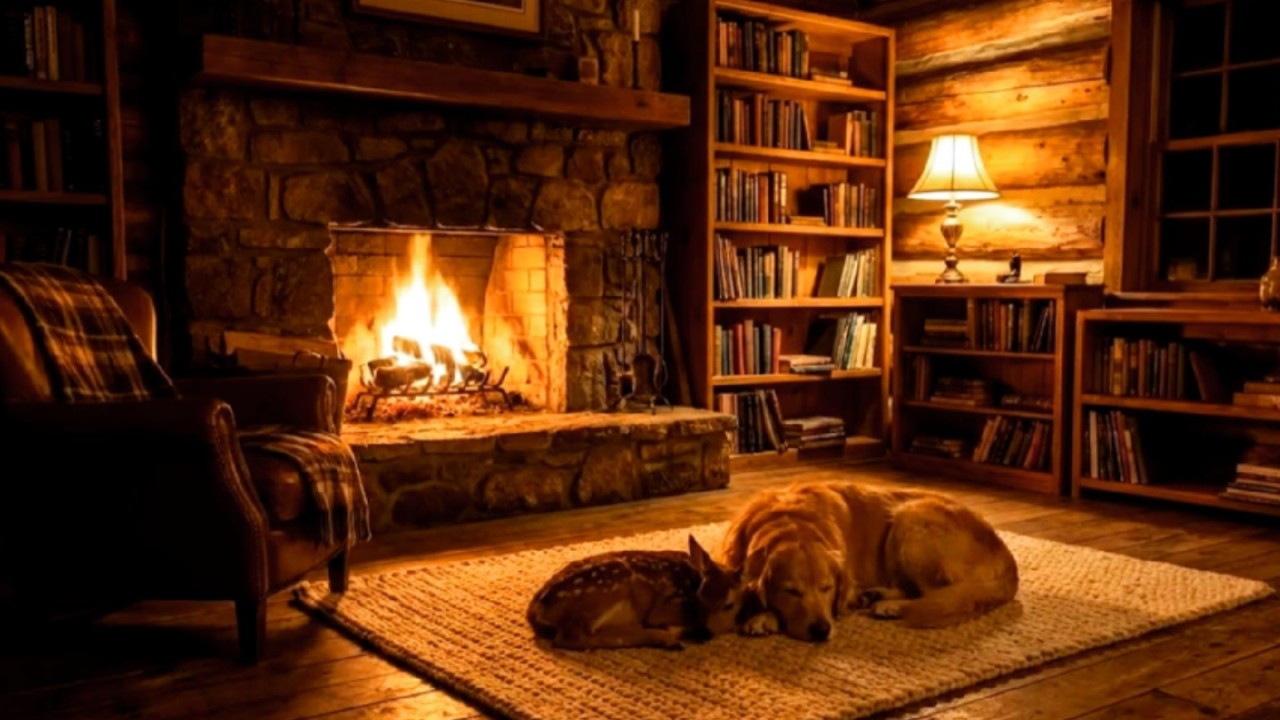 Cozy Fireplace Crackling Sounds for Sleep & Relaxation  Warm Cabin Ambience