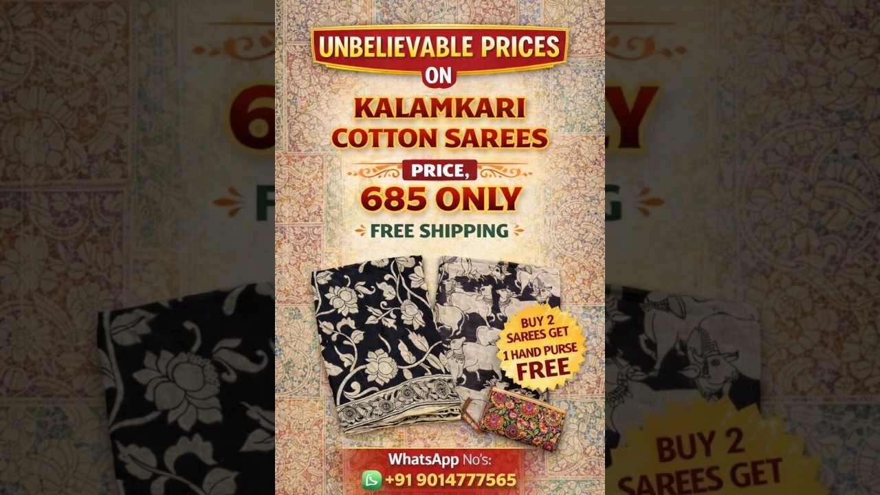 Kalamkari Shop is live| Kalamkari Cotton Sarees Sale –₹685 మాత్రమే! Free Shipping + Free Hand Purse