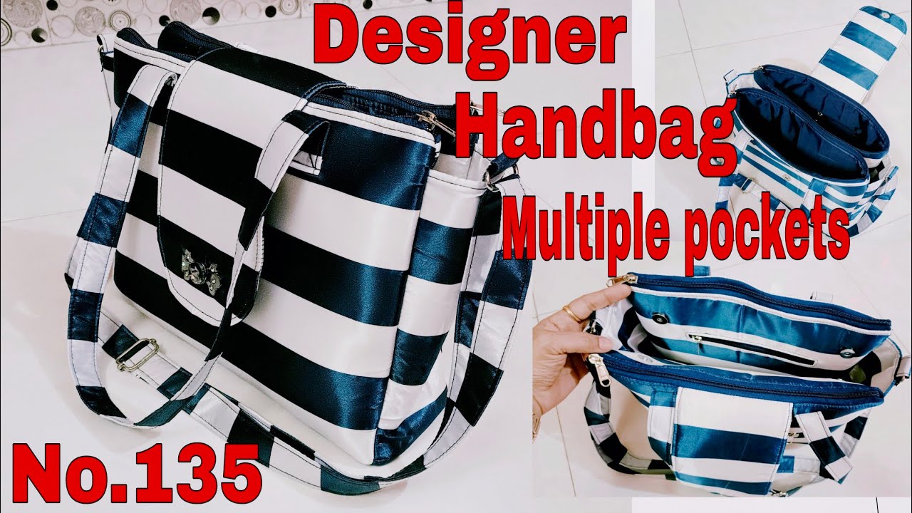 DIY: Designer Handbag, Shoulder Bag No. 135, With Multiple Pockets Tutorial By Anamika Mishra...