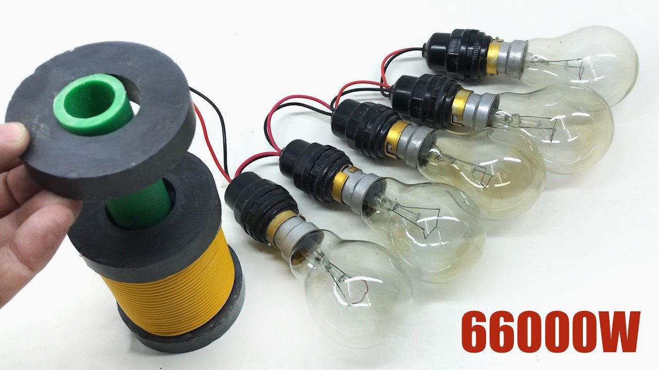 Free Electricity Energy 66000KW 230V Magnetic Generator Use Copper Wire Light Bulb Activity At Home