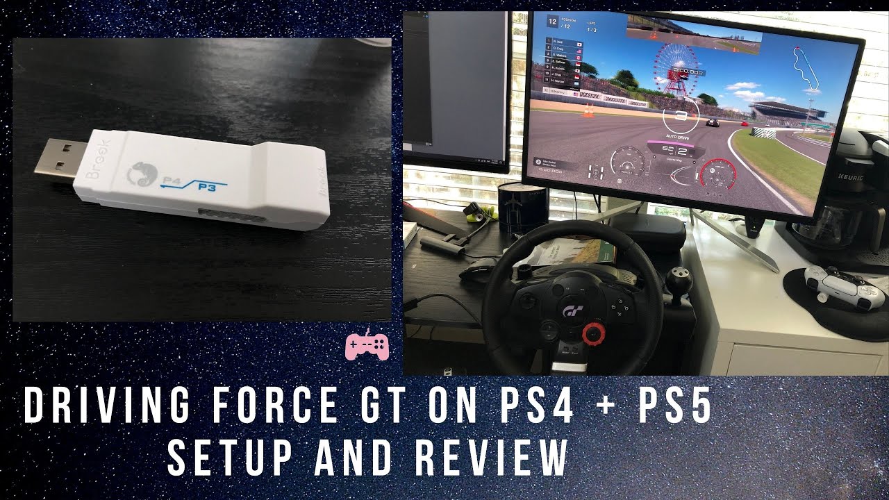 Рулевое колесо Logitech Driving Force GT для PS4 и PS5 с настройкой Brook PS3 to PS4 Super Converter