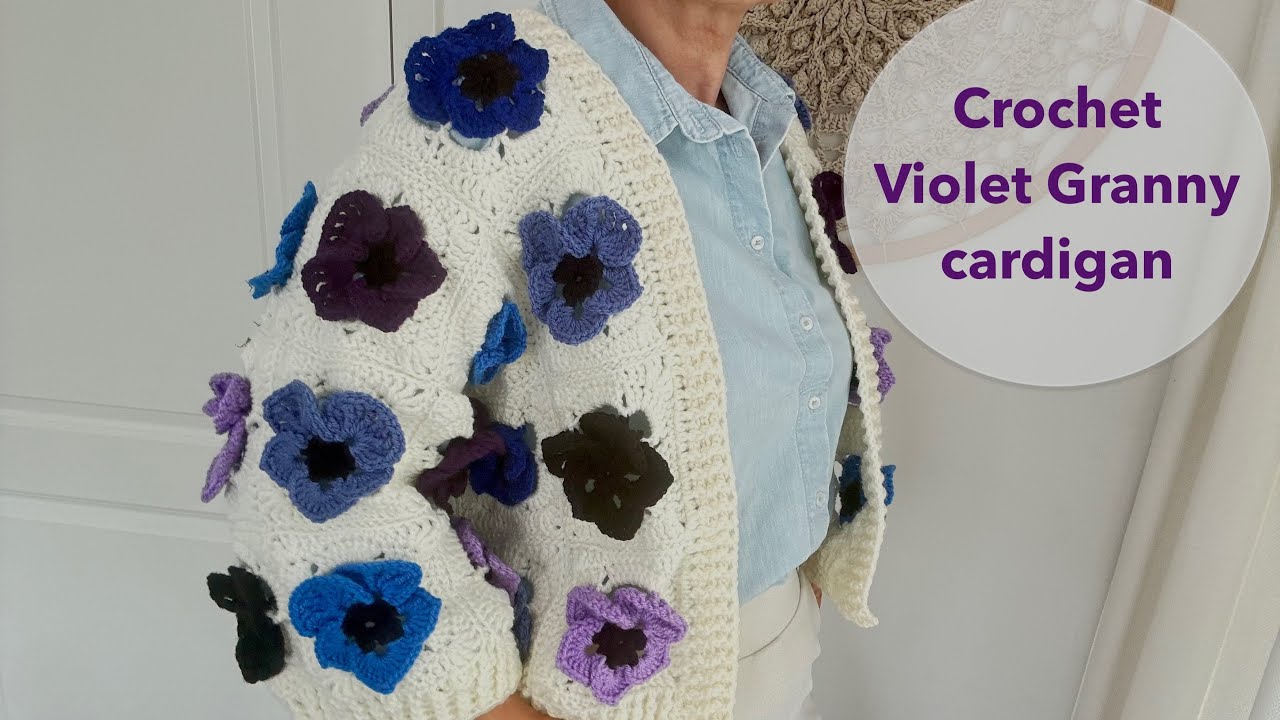Violet granny square jacket | crochet tutorial | cardigan | vintage flower